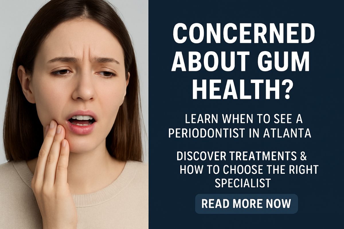 A friendly, professional local periodontist in Atlanta smiling and shaking hands with a patient in a modern dental office. No text on image.