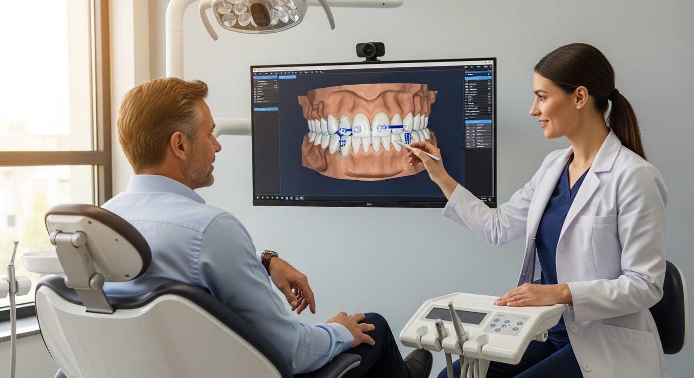 Patient consultation for teeth implants in a dental office